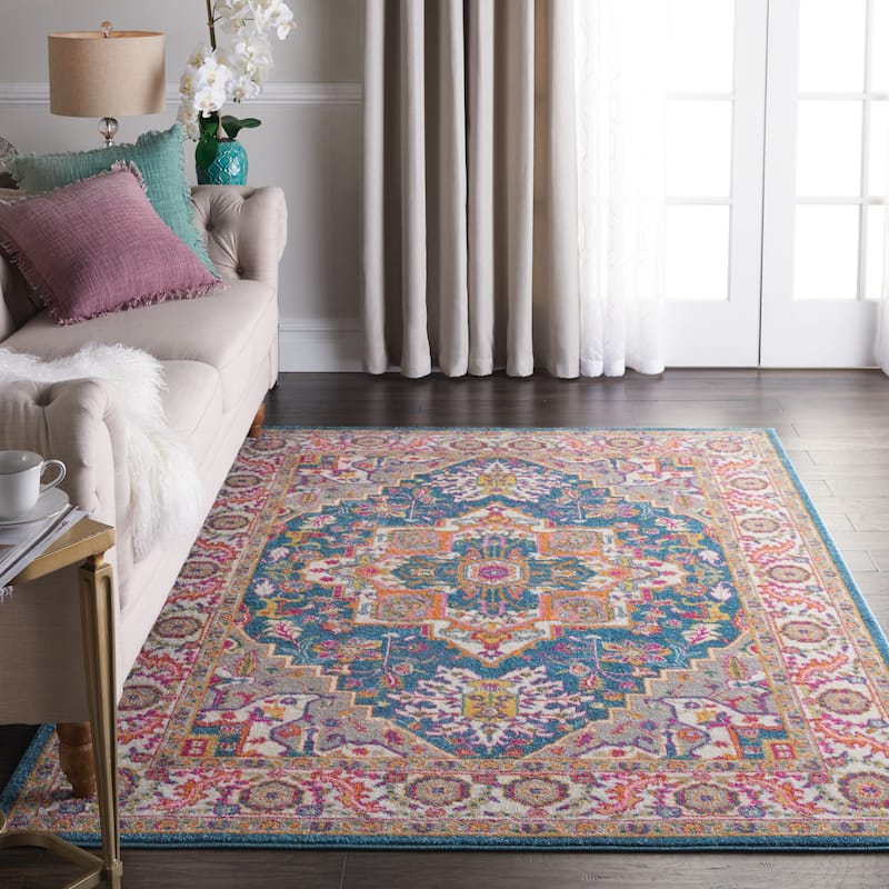 Nourison Cayuga Oushak Boho Medallion Area Rug - 3'9" x 5'9" - Teal/Multi
