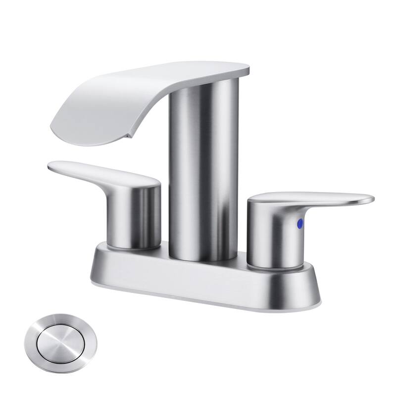 WOWOW 4 in. Centerset Double Handle Waterfall Bathroom Sink Faucet