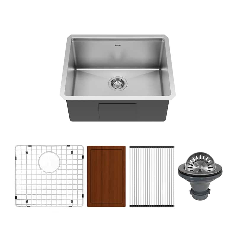 Karran Elite WS-32-PK1 Undermount 23" Single Bowl Stainless Steel Workstation Kitchen Sink