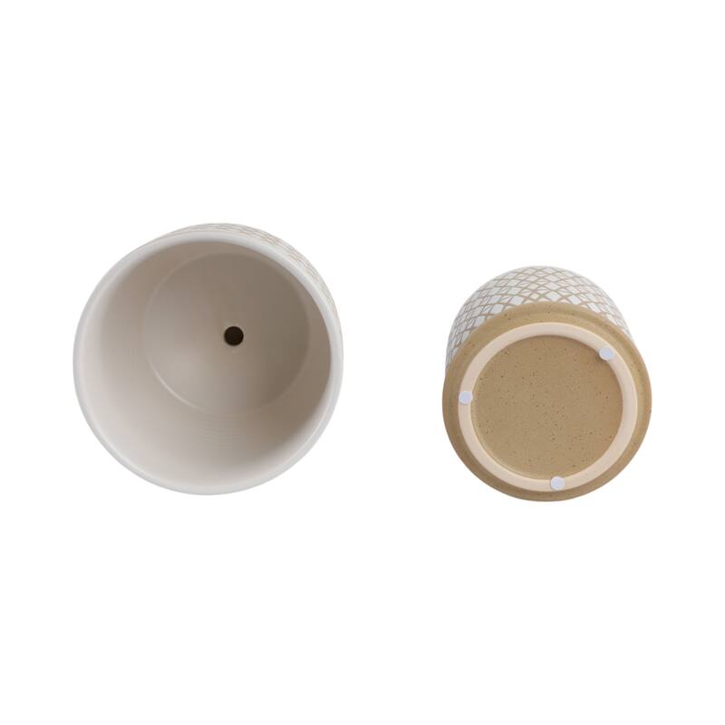 Ceramic Circular Saucer Planters Set of 2 - 6/8 in.