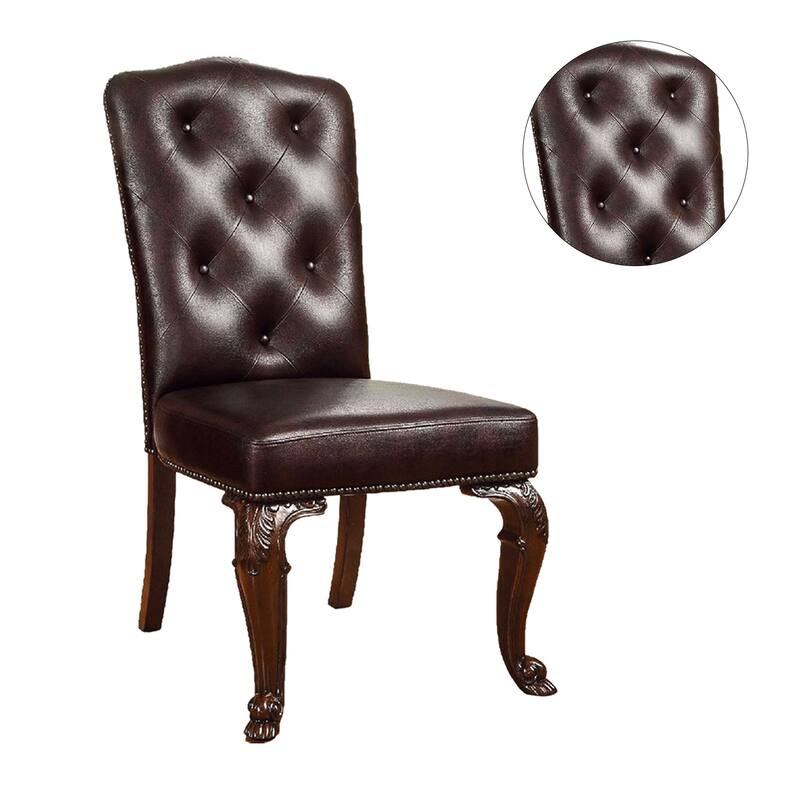 Set of 2 Dining Side Chair in Brown Cherry and Dark Brown