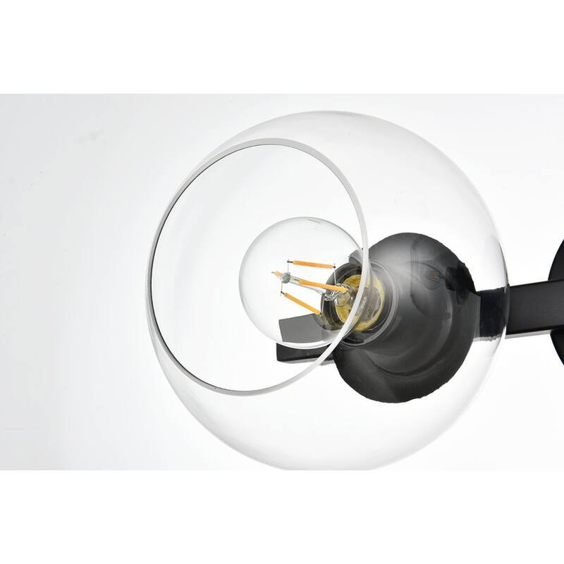 Roger 1 Light Black and Clear Bath Sconce