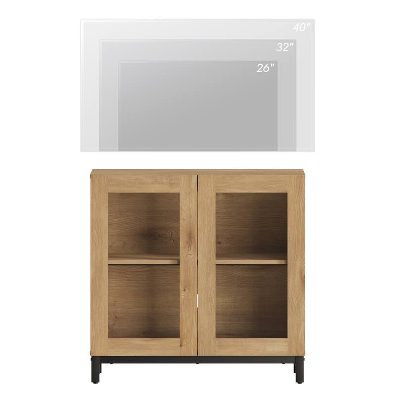 WAMPAT Multifunctional Sideboard Buffet Cabinets with Glass Doors, Modern Sideboard with Adjustable Shelf, Coffee Bar Cabinet