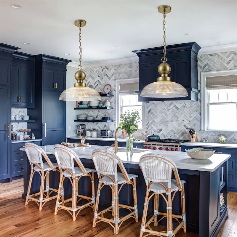 1-Light Gold Pendant Light Shallow Half-Dome Textured Grid Glass Shade - Dia.15.75-in