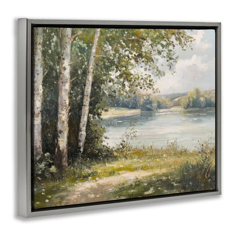 Stupell Place To Relax Lake View Framed Floater Canvas Wall Art Design By Petal Prints Design