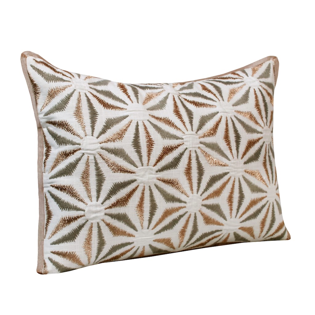 Sevita Handmade Gray/Copper Geometric Cotton Throw Pillow, 14" x 20"