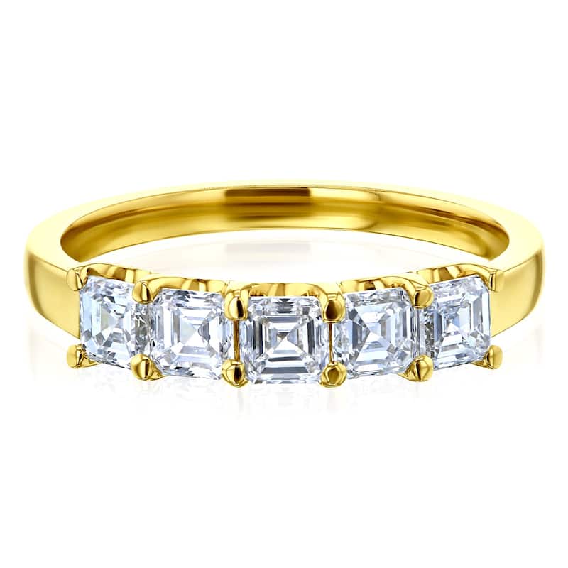 Kobelli 1.25 Carat Lab Grown Diamond 14k Solid Gold Asscher U-Prong Willa Wedding Ring - Yellow - 6.5