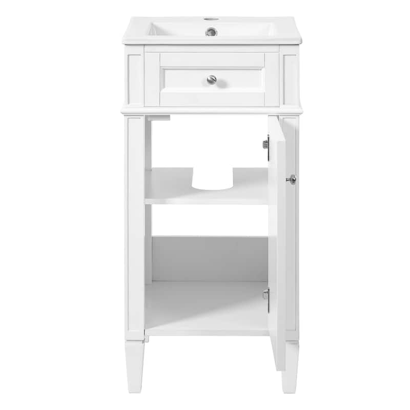 Small Bathroom Vanity Freestanding Single Vanity Set with Ceramic Sink