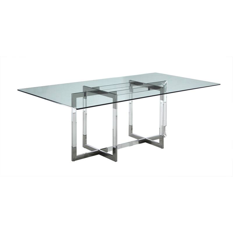 Somette Amanda 72" Dining Table with Floating Acrylic Base - 42"x 72"