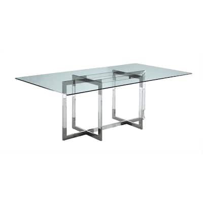Somette Amanda 72" Dining Table with Floating Acrylic Base - 42"x 72"