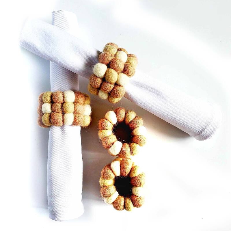 Felt Three Strand Napkin Rings, Set of 4 - 4 Desert Sands