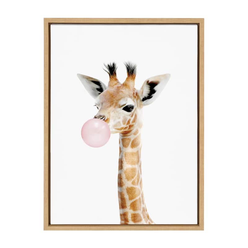 Kate and Laurel Sylvie Gum Giraffe Framed Canvas by Amy Peterson