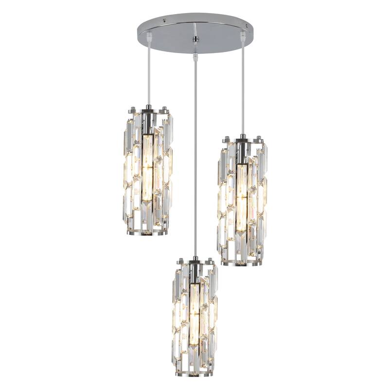 3-Light Chandelier for Bedroom Kitchen Dining Room with Crystal Shaded