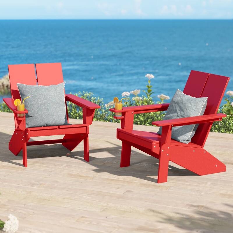 Coastin Modern Poly Adirondack Chair (Set of 2), Black