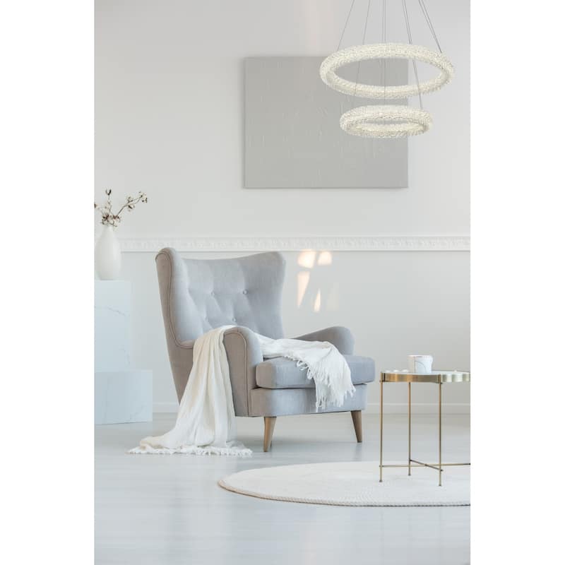 Elegant Lighting 3800G24 Bowen 24" Wide LED Crystal Ring Chandelier -