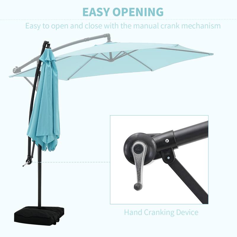 Autlaycil 10ft Offset Hanging Market Patio Umbrella with Base