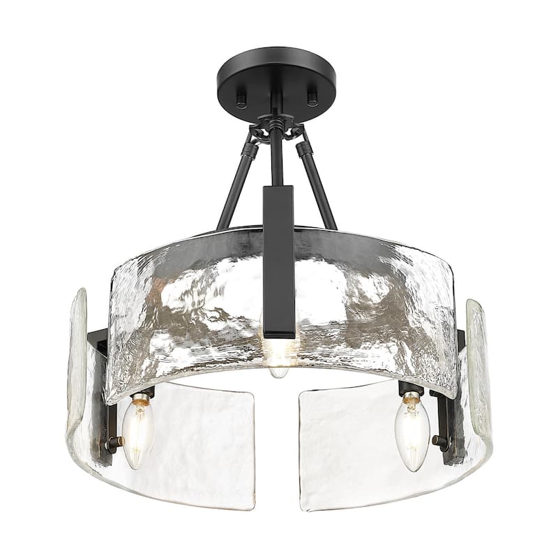 Golden Lighting 3164-3SF HWG Aenon 3 Light 17" Wide Semi-flush Ceiling