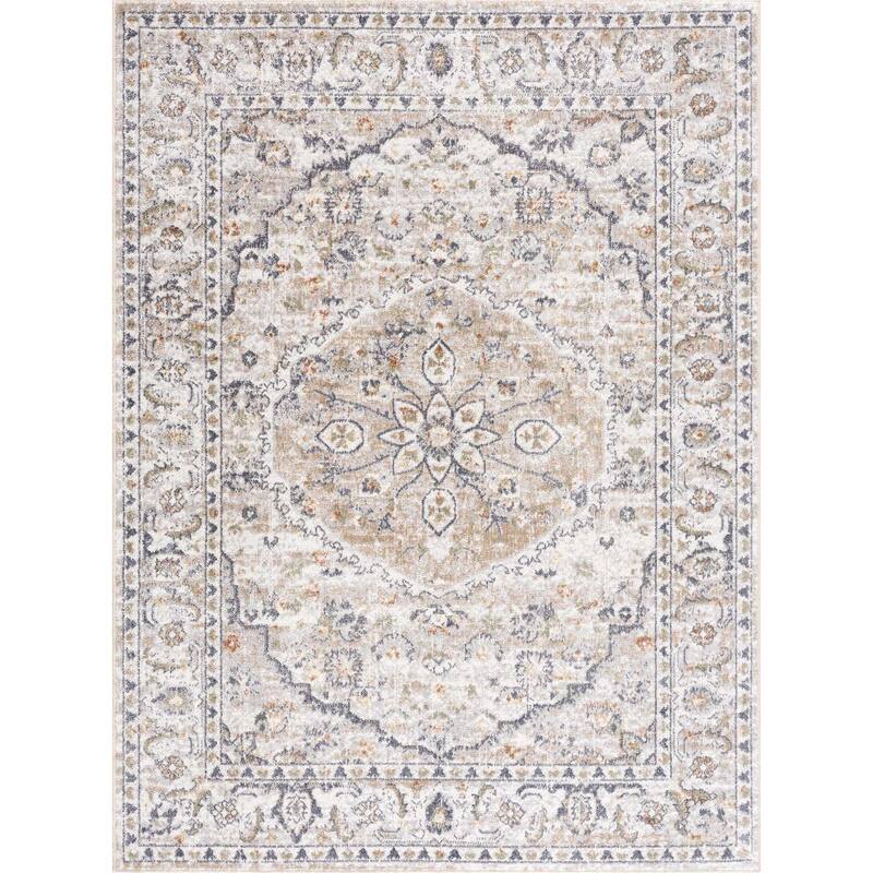 Hauteloom Manhattan Machine Washable Oriental Persian Medallion Vintage Distressed Area Rug