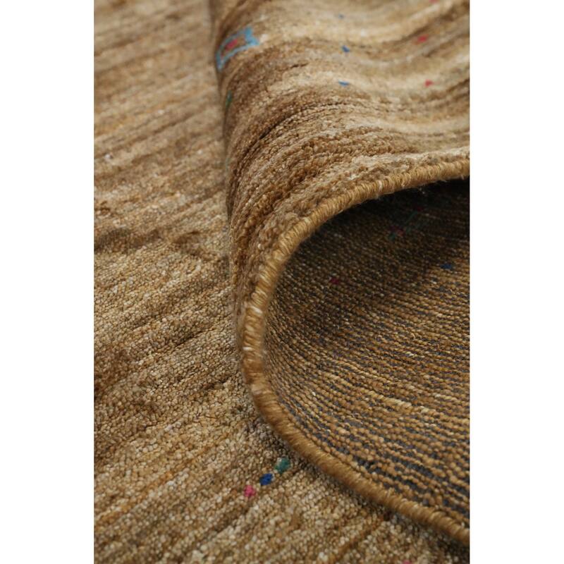 Hand Knotted Oriental Viscose Silk Carpet Tribal Animal Pictorial Yellow & Gold Gabbeh Area Rug - 11' 11'' X 8' 11''