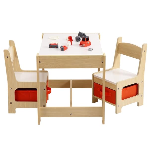 slide 2 of 15, Kids Table and Chair Set 3 in 1 with Drawer for Toddlers Drawing