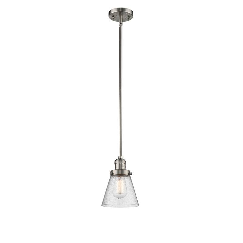 Innovations Lighting Franklin Restoration Cone - 1 Light 6" Stem Hung Mini Pendant - Seedy/Brushed Satin Nickel