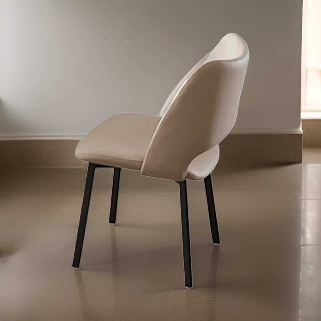 Hem 22 Inch Dining Chair Set of 2, Beige Faux Leather, Armless Open Back