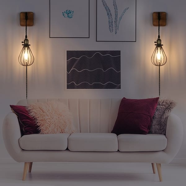 Vintage Plug-in Wall Sconce Night Light – Warm Soft Glow, PP & PC Material, Brass-Tone Base, Ideal For Hallway, Bathroom, Nursery, Garage, Farmhouse, Apartment