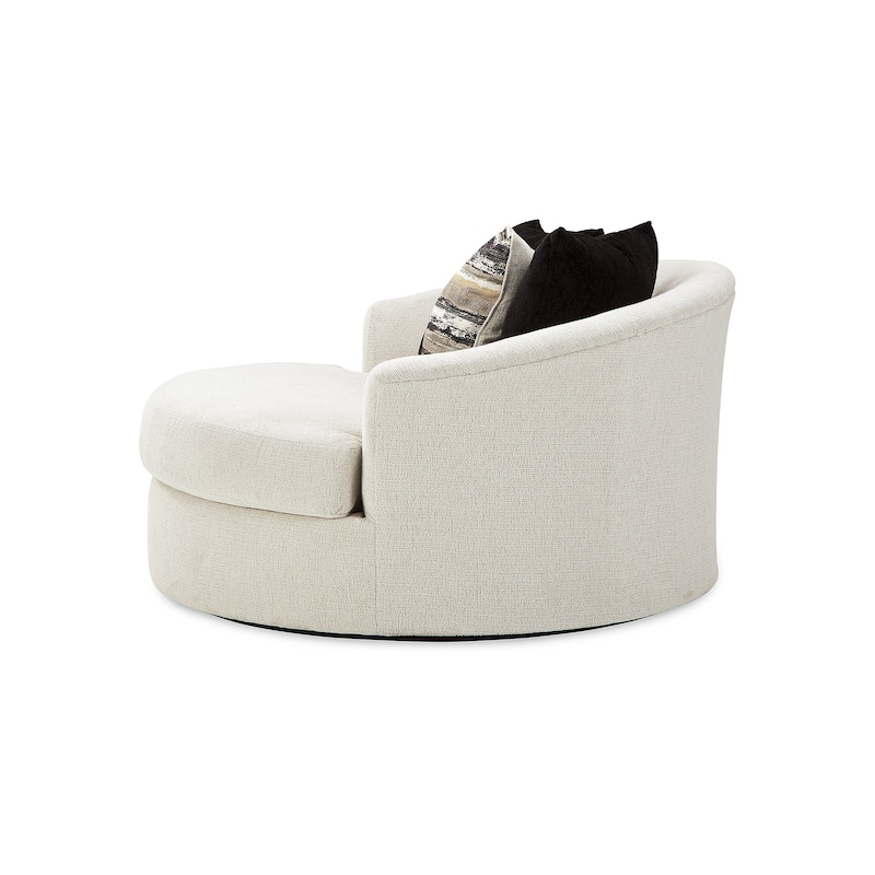 Signature Design by Ashley Cambri White Oversized Round Swivel Chair - 58"W x 54"D x 39"H
