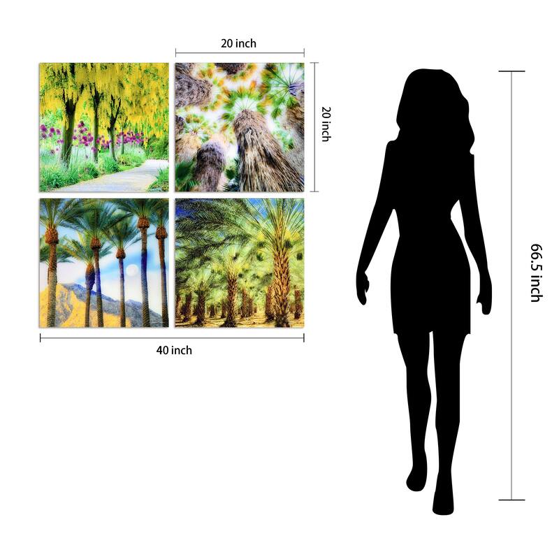 "Palm Tree Groves" Frameless Free Floating Reverse Printed Tempered Glass Nature Scapes Wall Art