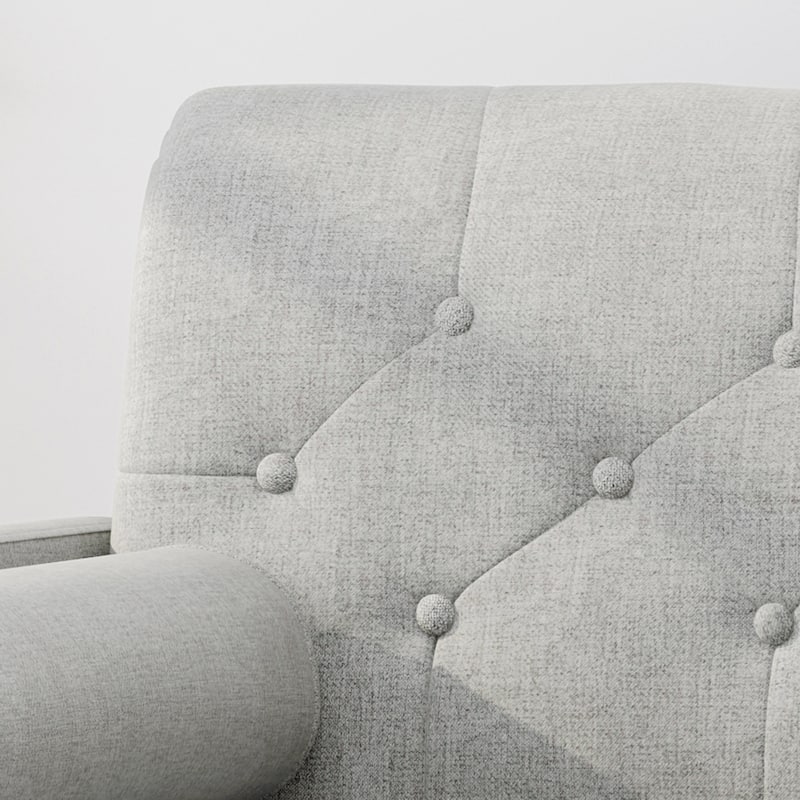 Modern 38.25" Upholstered Button Tufted Club Chair with Bolster Pillows and Rubber Wood Legs