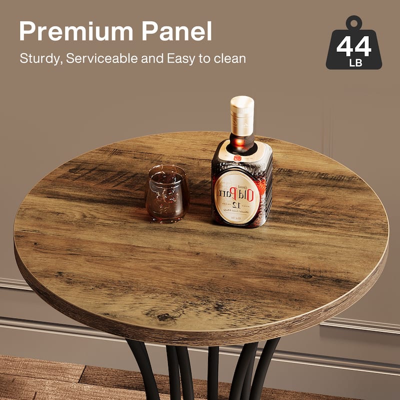 Round Bar Table for 2, 37.4" H Cocktail Table, Coffee Pub Stand