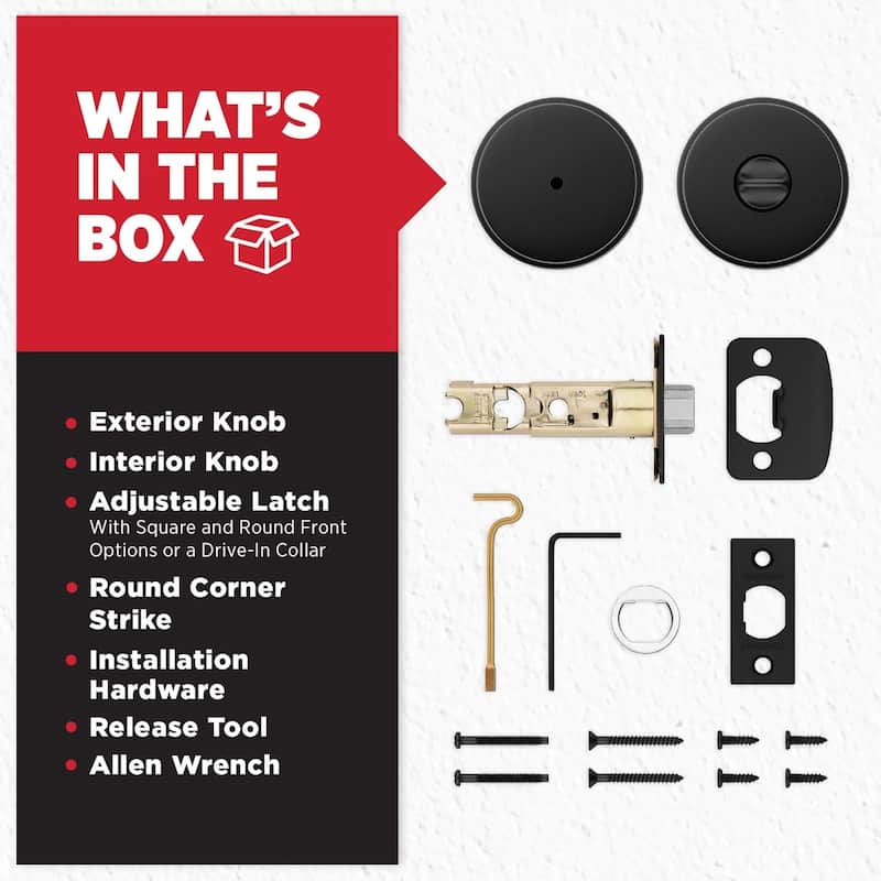 Kwikset Pismo Privacy Locking Door Knob – Matte Black, Keyless Lock For Bedroom & Bath, Microban Protection, Round Rose