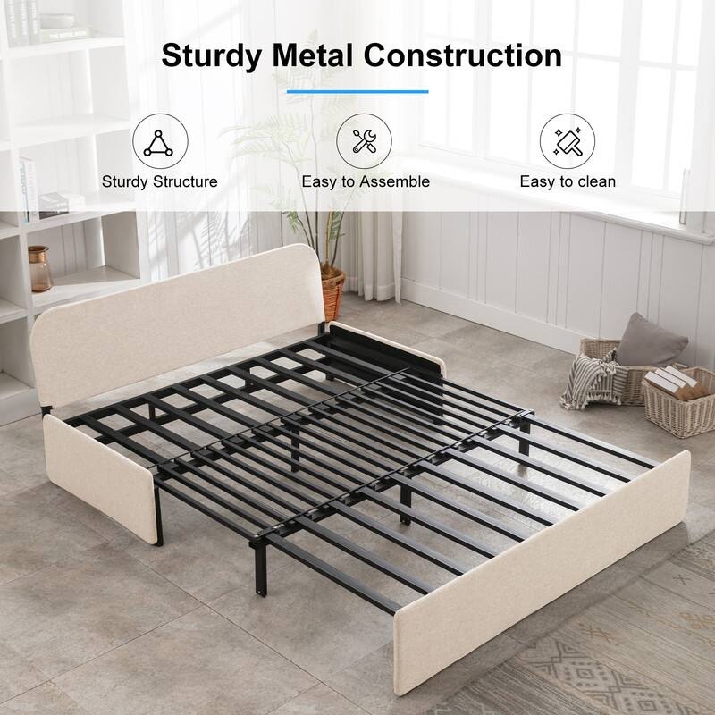 Mixoy Linen 2-in-1 Convertible Sofa Bed,Twin/Queen Pull Out Sleeper Sofa with Mattress,Cushions
