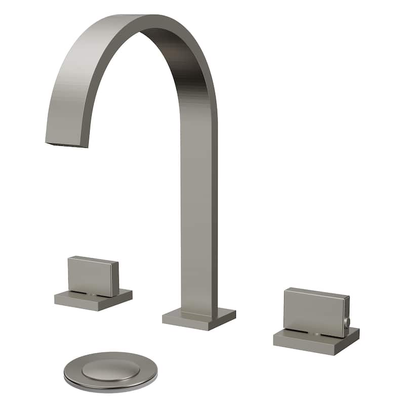 GRANDJOY High Arc Double Handle Bathroom Sink Faucet with Drain