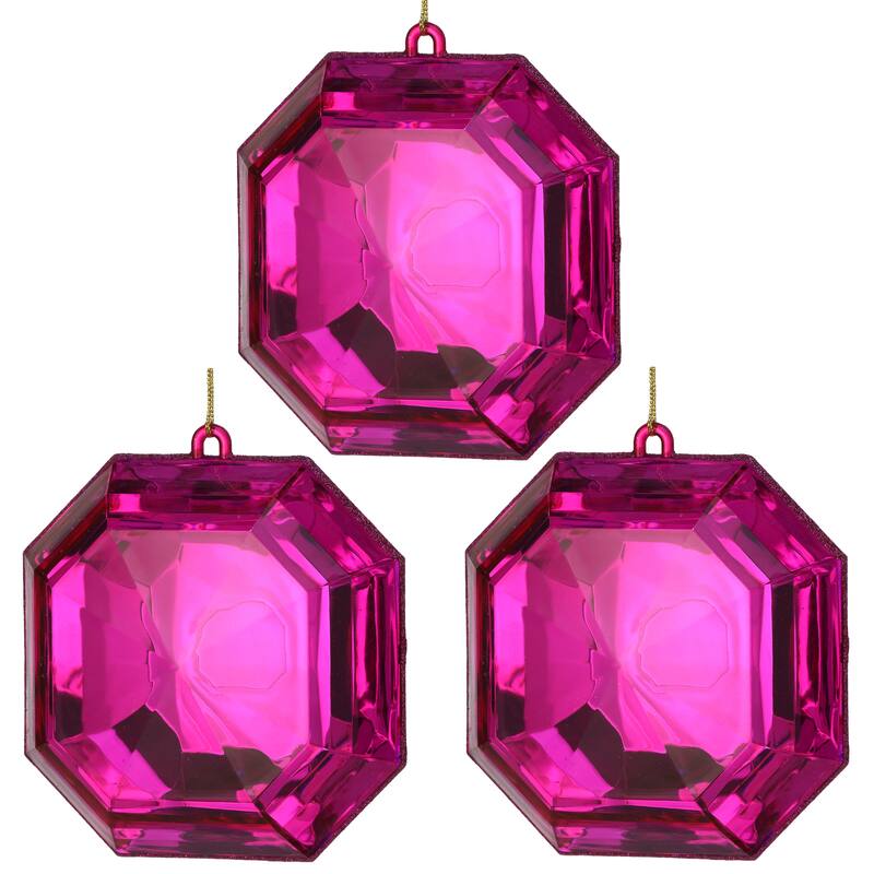 6" Acrylic Square Precious Gem Ornament Set of 3