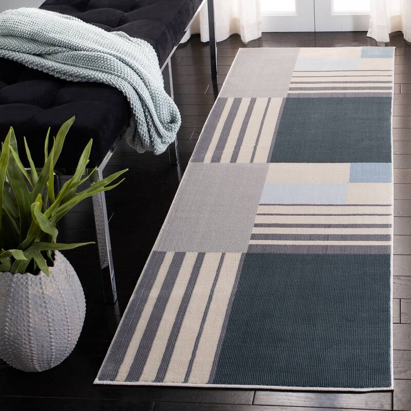 SAFAVIEH Orwell Leane Mid-Century Modern Rug - 2'2" x 9' Runner - Charcoal/Beige