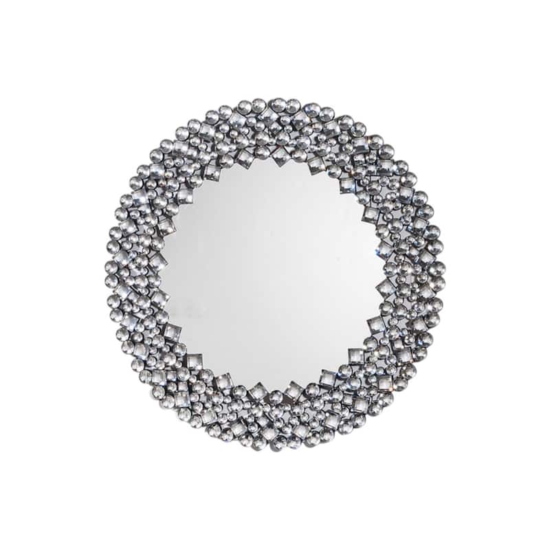 HomeRoots 35" Round Faux Crystal Framed Venetian Accent Mirror - 35.43" X 35.43" X 0.71