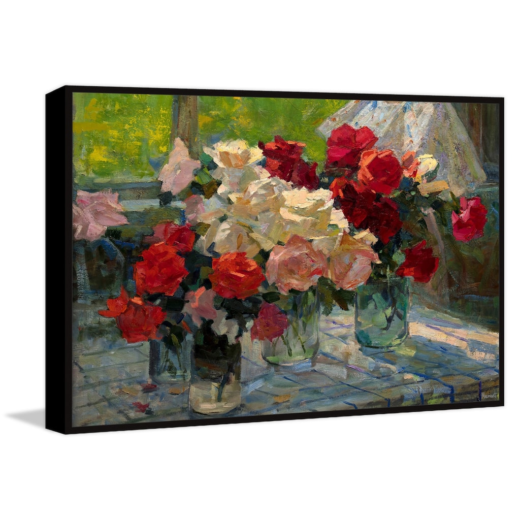 Fresh Flower Bouquet Floater Framed Print on Canvas