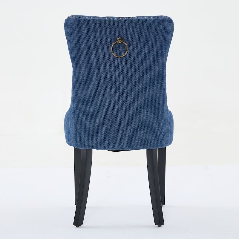 Solid Wood Dining Chairs Set of 2, Tufted Upholstered Kitchen Side Chairs, Dining Chair with Wood Legs & Nailhead Trim