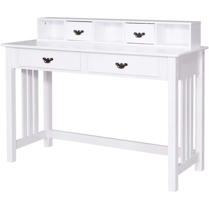 Costway Writing Desk Mission White Home Office Computer Desk 4 Drawer