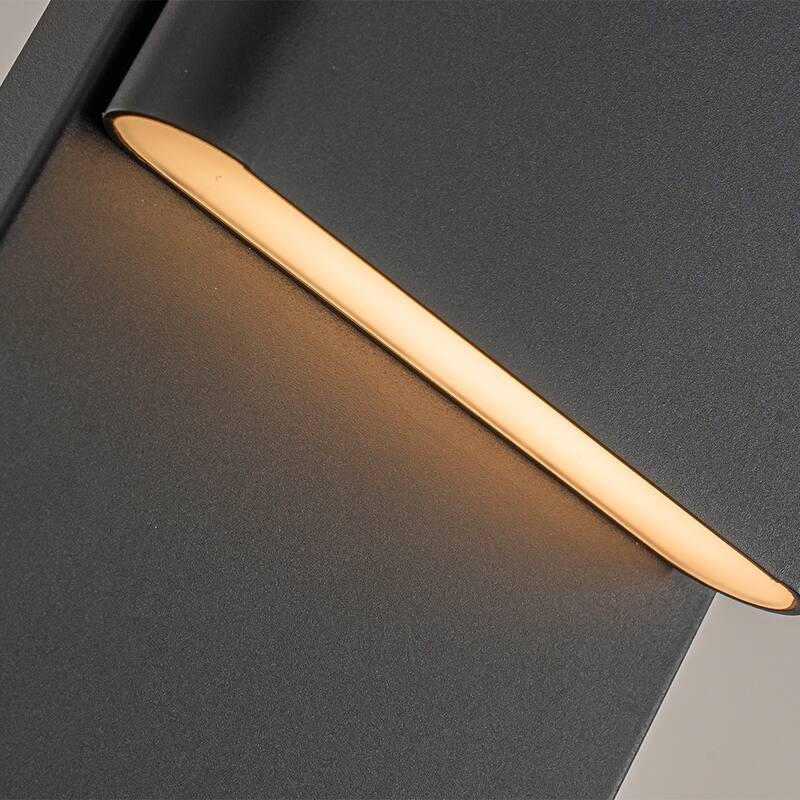 1-Light H13/15 in Modern Simple Sqaure 10W/13W Integrated LED Outdoor Wall Sconce with Dusk to Dawn Sensor in Matte Black