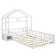 preview thumbnail 7 of 16, Twin Size House-Style Headboard Floor Bed with Built-in Stand, Guardrails, and Slats Support