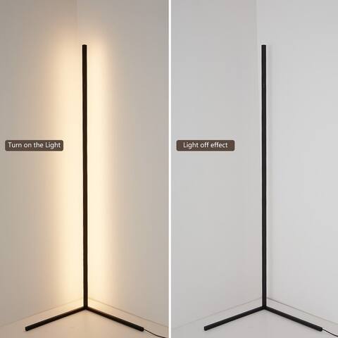 47" Black Corner Lamp Minimalist LED Floor Lamp