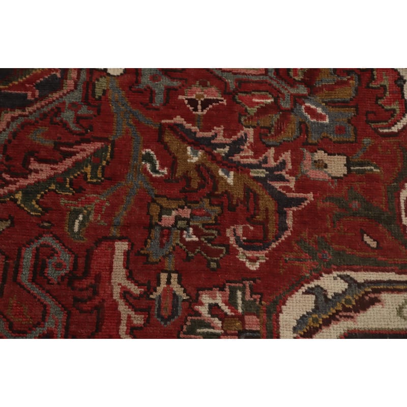 Hand Knotted Oriental 100% Wool Carpet Traditional Floral Red Heriz Area Rug - 10' 10'' X 8' 8''