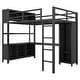 preview thumbnail 6 of 12, Black Full Size Metal Loft Bed with Wardrobe, L-shaped Desk, and Storage Cubes