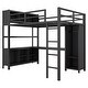 preview thumbnail 6 of 12, Metal Loft Bed with Storage Cubes, Shelves, Wardrobe And L-shaped Desk, Full Size, Black