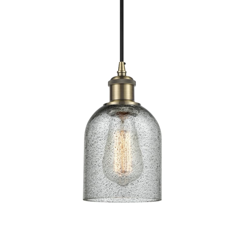 Innovations Lighting 516-1P-10-5 Caledonia Pendant Caledonia 5" Wide - Charcoal / Antique Brass
