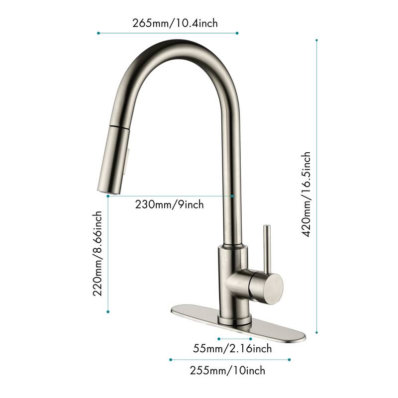 Stainless Steel Kitchen Faucet with Pull Down Sprayer