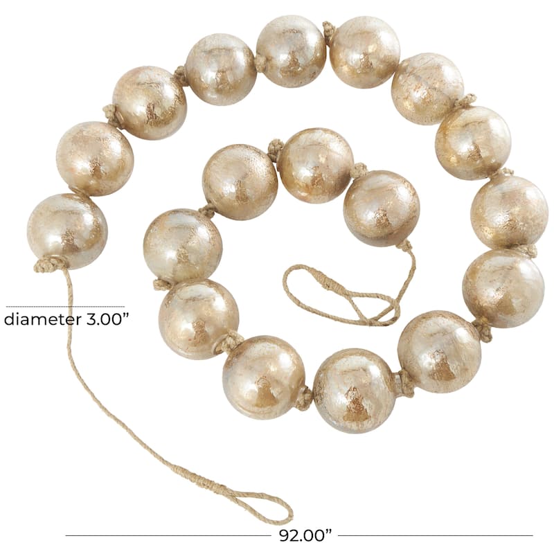 Glass Handmade Round Extra Long Frosted Orb Beaded Garland with Tassel with Knotted Jute Rope - Roche River Decor