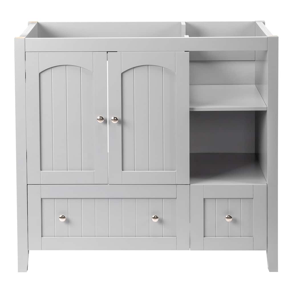 Modern Lacquered Bathroom Organizer Cabinet with Two Drawers and Dual Doors for Storage - 35.82”(H) x 18.11(W) x 32.28 (D)